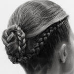Black and white photo of hair design
