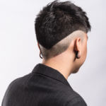 Side view of half shaved hair style